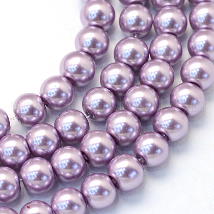Baking Painted Pearlized Glass Pearl Round Bead Strands UK-HY-Q330-8mm-44-1