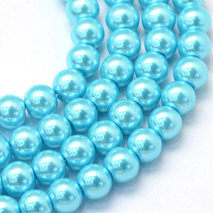 Baking Painted Pearlized Glass Pearl Round Bead Strands UK-HY-Q330-8mm-48-1