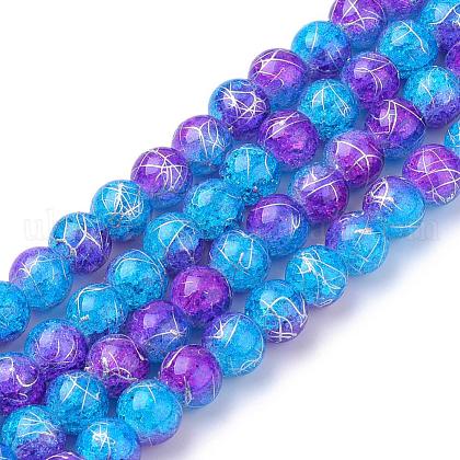 Drawbench Synthetic Crackle Quartz Beads Strands UK-GLAA-S139-8mm-01-1