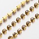 3mm Wide Golden Tone Grade A Garment Decorative Trimming Brass Crystal Rhinestone Cup Strass Chains UK-X-CHC-S12-G-1