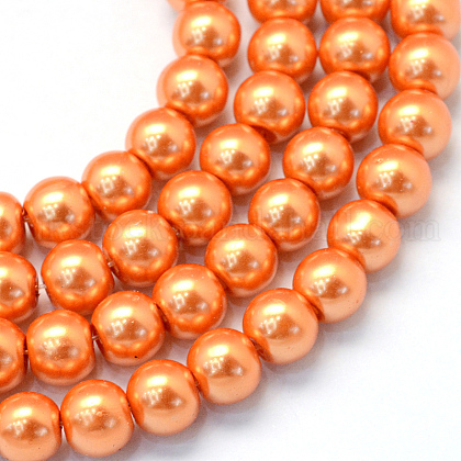 Baking Painted Pearlized Glass Pearl Round Bead Strands UK-HY-Q330-8mm-36-1