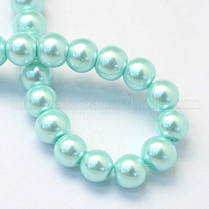Baking Painted Pearlized Glass Pearl Round Bead Strands UK-HY-Q003-6mm-45