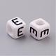 White Letter E Cube Acrylic Beads UK-X-PL37C9308-E-2