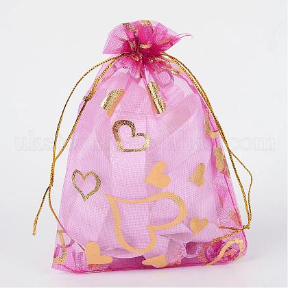 Heart Printed Organza Bags UK-OP-UK0006-10x15-08-1