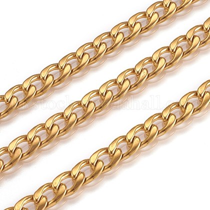 Vacuum Plating 304 Stainless Steel Cuban Link Chains UK-CHS-G010-02G-1