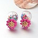 Double Sided Round Glass Ball Stud Earrings UK-EJEW-F0058-01B-K-1