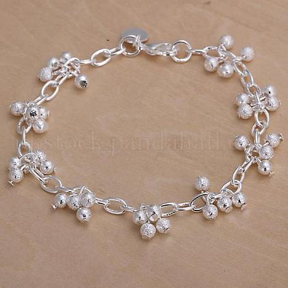 Textured Brass Grape Charm Bracelets For Women UK-BJEW-BB12488-1