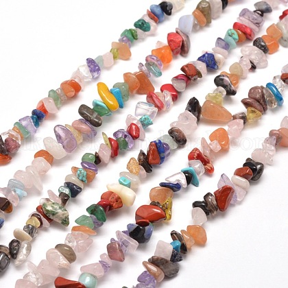 Natural & Synthetic Gemstone Chip Bead Strands UK-G-M205-21-1