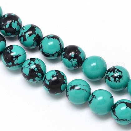 Synthetic Turquoise Beads Strands UK-G-N0139-03-8mm-K-1