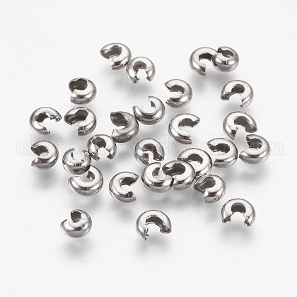 304 Stainless Steel Crimp Beads Covers UK-STAS-L215-10P-1