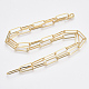 Brass Flat Oval Paperclip Chain Necklace Making UK-MAK-S072-07B-G-2