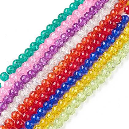 Crackle Glass Beads Strands UK-CCG-Q001-8mm-M-1