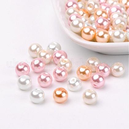Barely Pink Mix Pearlized Glass Pearl Beads UK-HY-X006-8mm-01-1