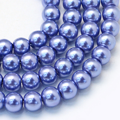 Baking Painted Pearlized Glass Pearl Round Bead Strands UK-HY-Q003-6mm-09-1