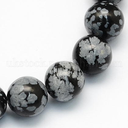 Natural Snowflake Obsidian Round Beads Strands UK-G-S172-6mm-1