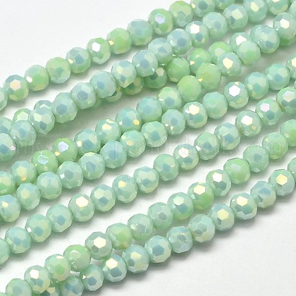 Faceted Round Full Rainbow Plated Electroplate Glass Beads Strands UK-EGLA-J130-FR02-K-1