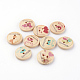 2-Hole Printed Wooden Buttons UK-WOOD-S037-005-1