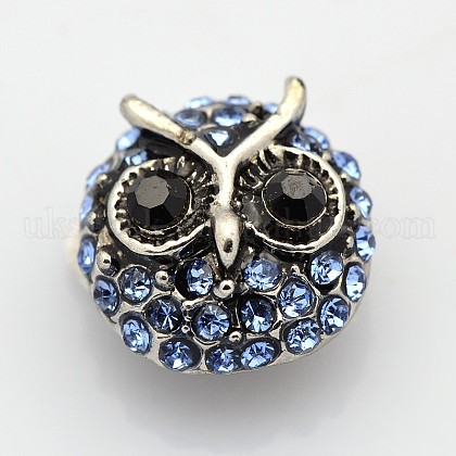 Owl Head Antique Silver Zinc Alloy Jewelry Snap Buttons UK-SNAP-O020-61-NR-K-1