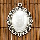 DIY Tibetan Style Pendant Cabochon Settings and Oval Transparent Clear Glass Cabochons UK-TIBEP-MSMC021-38AS-NR-2