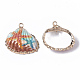 Electroplate Printed Natural Scallop Shell Pendants UK-SSHEL-R047-04-A03-3
