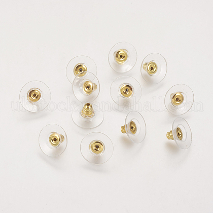 Brass Bullet Clutch Bullet Clutch Earring Backs with Pad UK-KK-E446-14G-1