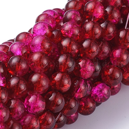 Spray Painted Crackle Glass Beads Strands UK-CCG-Q002-8mm-08-1