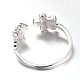 925 Sterling Silver Enamel Flower Cuff Finger Ring UK-RJEW-L063-01S-K-3