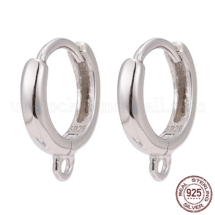 Rhodium Plated 925 Sterling Silver Hoop Earrings UK-STER-K168-042P-1