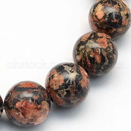 Natural Leopard Skin Jasper Round Beads Strands UK-G-S182-6mm-1
