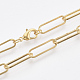 Brass Flat Oval Paperclip Chain Necklace Making UK-MAK-S072-07A-G-1