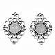 Antique Silver Tibetan Style Alloy Filigree Rhombus Cabochon Connector Settings UK-TIBE-M022-08AS-1