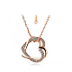 Real Rose Gold Plated Fashion Eco-Friendly Czech Rhinestone Double Heart Winding Alloy Necklaces and Earrings Jewelry Sets UK-SJEW-AA00031-022RG-3