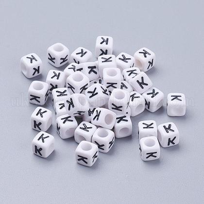 Letter K Letter Acrylic Cube Beads UK-X-PL37C9308-K-1