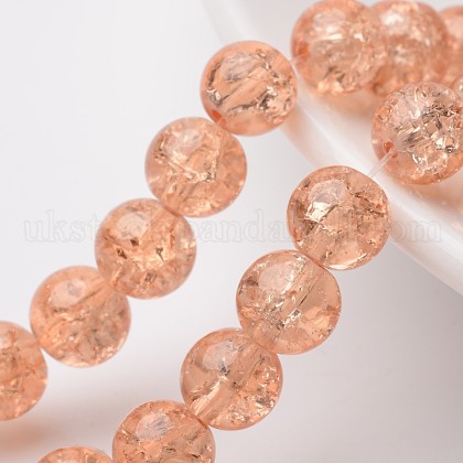 Spray Painted Crackle Glass Beads Strands UK-CCG-Q001-8mm-05-K-1