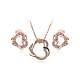 Real Rose Gold Plated Fashion Eco-Friendly Czech Rhinestone Double Heart Winding Alloy Necklaces and Earrings Jewelry Sets UK-SJEW-AA00031-022RG-1