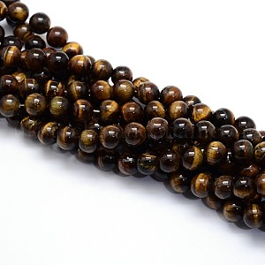 Natural Grade AB Tiger Eye Round Beads Strands UK-G-O047-02-8mm