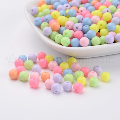 Round Solid Color Opaque Acrylic Beads UK-X-SACR-S037-M02-A-1