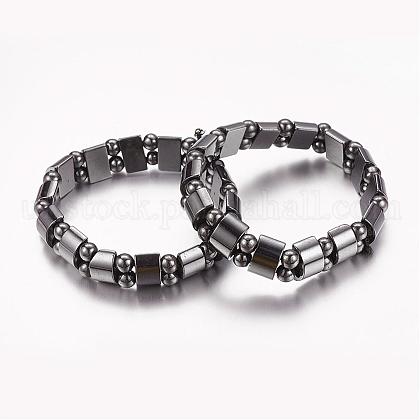 Valentine Day Gifts for Husband Stretchy Magnetic Synthetic Hematite Bracelet UK-IMB005-1