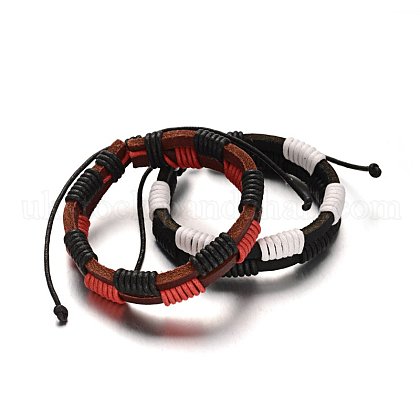 Unisex Adjustable Leather Cord Bracelets UK-BJEW-M169-15-K-1