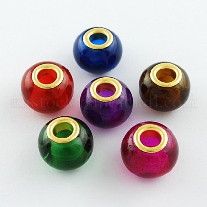 Mixed Large Hole Rondelle Spray Painted Glass European Beads UK-X-GPDL-R002-M2-1