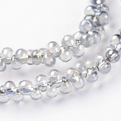 Pearl Luster Plated Teardrop Glass Bead Strands&nbsp;UK-EGLA-J117-PL03-1