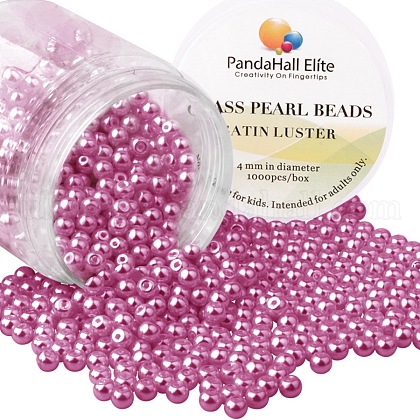 Pearlized Eco-Friendly Dyed Glass Pearl Round Bead UK-HY-PH0002-07-B-1