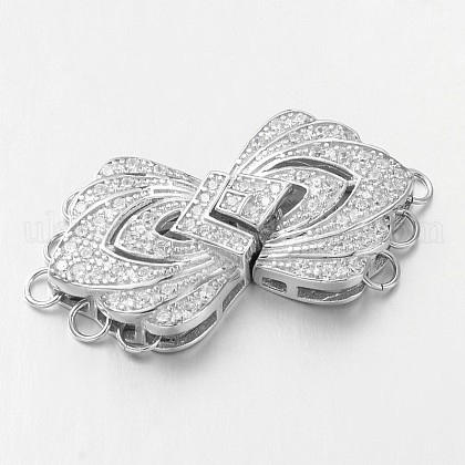 Sterling Silver Micro Pave Cubic Zirconia Box Clasps UK-STER-E044-31P-1