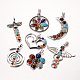 Mixed Styles Chakra Jewelry Zinc Alloy Bezel Gemstone Pendants UK-G-M039-M-1