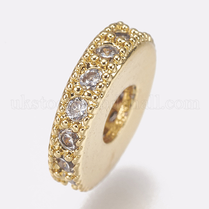 Brass Micro Pave Cubic Zirconia Bead Spacers UK-ZIRC-K074-11A-01G-1