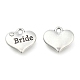 Wedding Theme Antique Silver Tone Tibetan Style Heart with Bride Rhinestone Charms UK-X-TIBEP-N005-12E-1