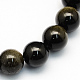 Natural Golden Sheen Obsidian Round Beads Strands UK-G-S157-8mm-1
