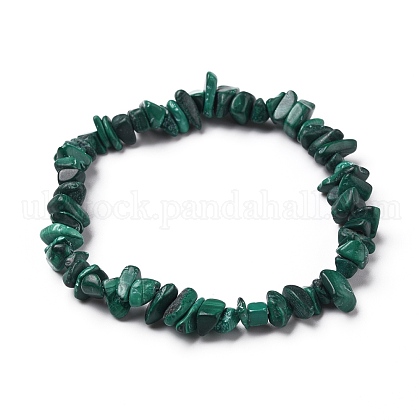 Natural Malachite Chip Beads Stretch Bracelets UK-BJEW-JB05765-04-1