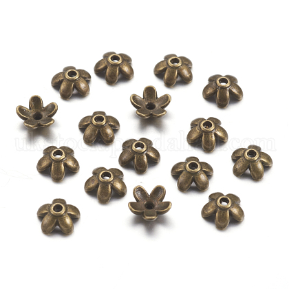 Tibetan Style  Zinc Alloy Bead Caps&nbsp;UK-X-TIBEB-6.5x3-AB-FF-1