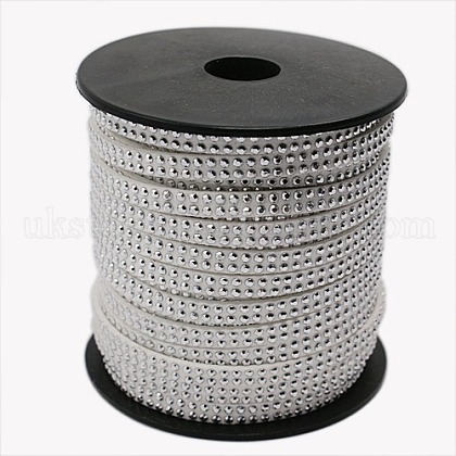 2 Row Silver Aluminum Studded Faux Suede Cord UK-LW-D005-03P-1